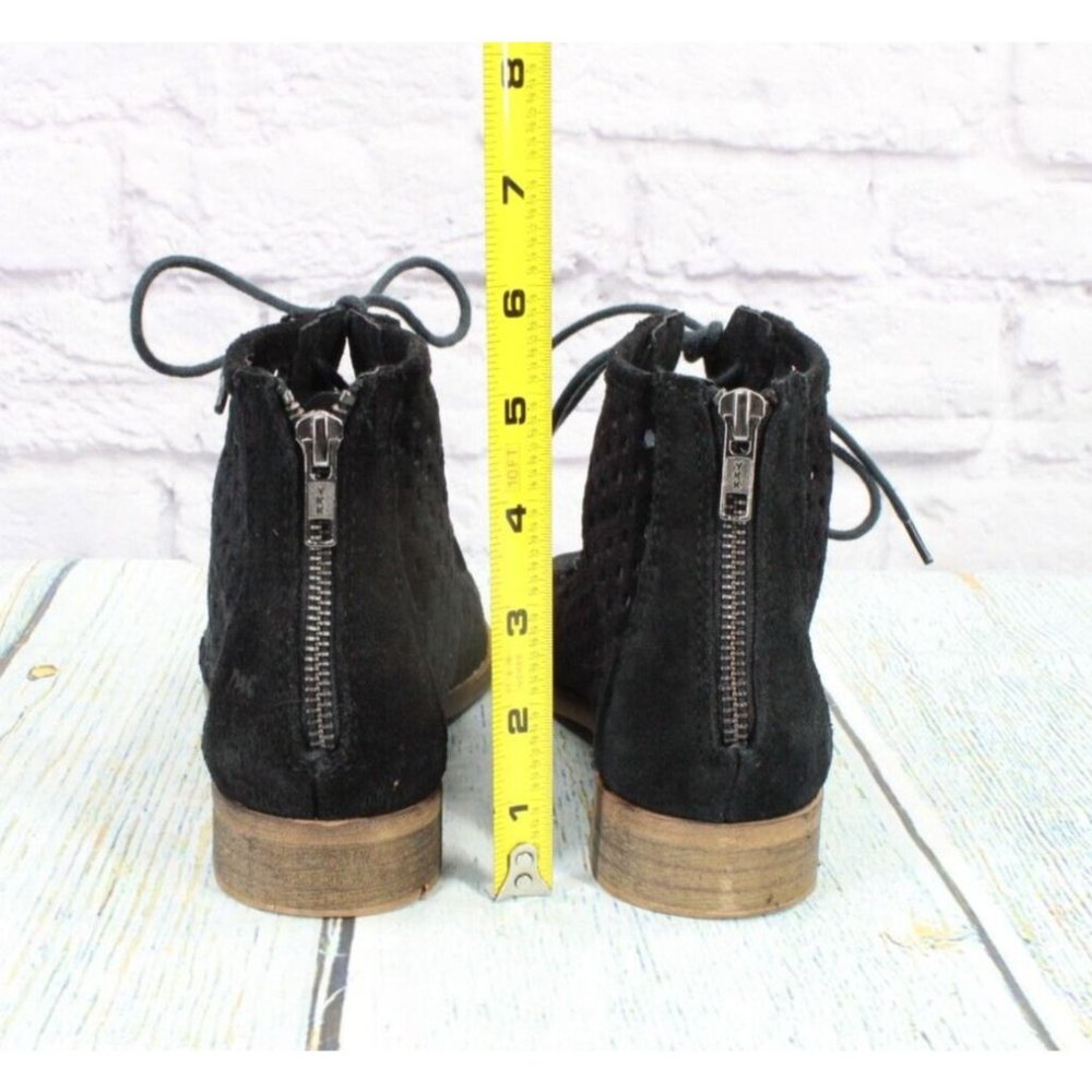 Musse & Cloud Black Suede Aiden Perforated Peep Toe Lace Up Boots Size 8 - Picture 7 of 9